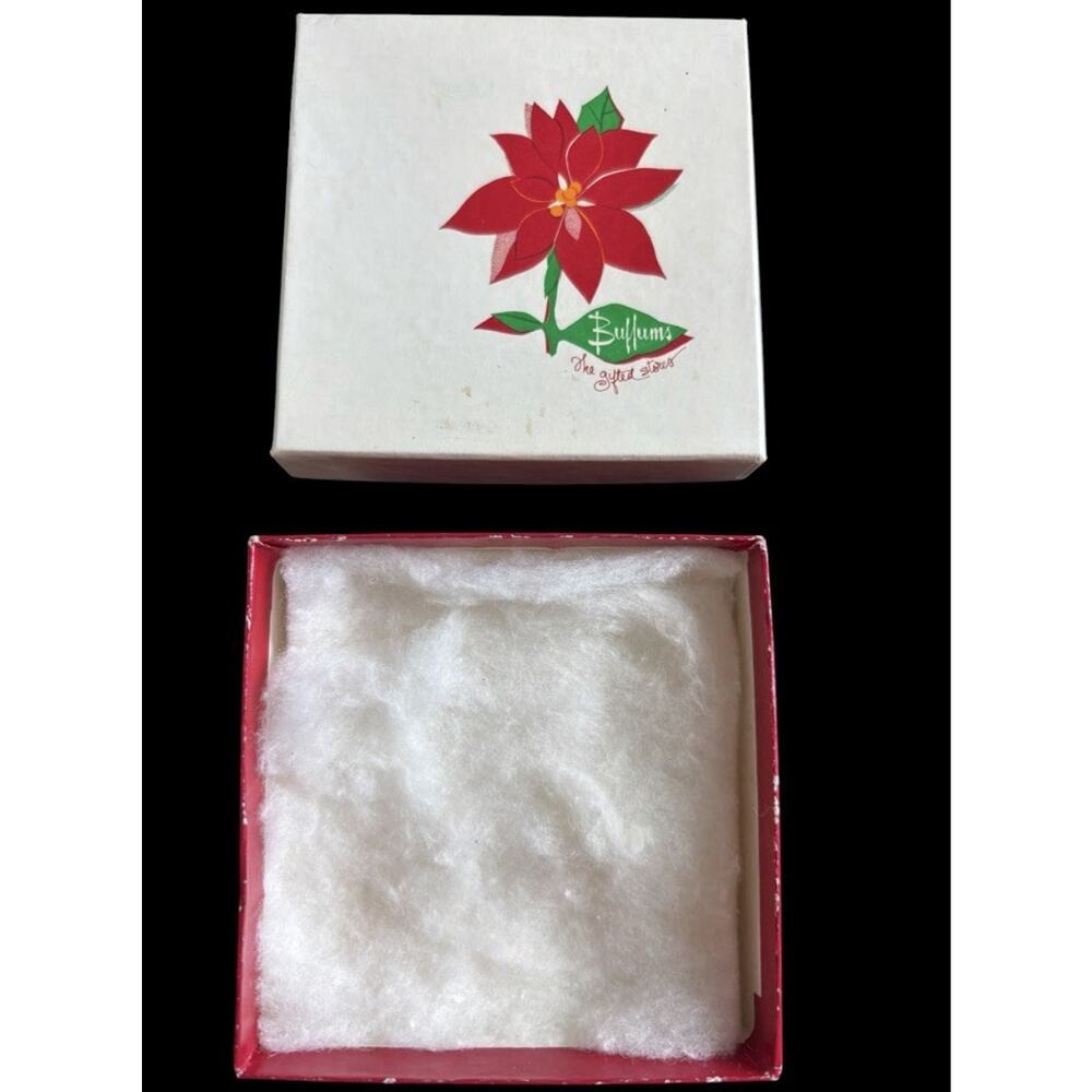 Vtg 1970s Buffums Dept Store SoCal Small Christmas Gift Box Kitschy Poinsettia